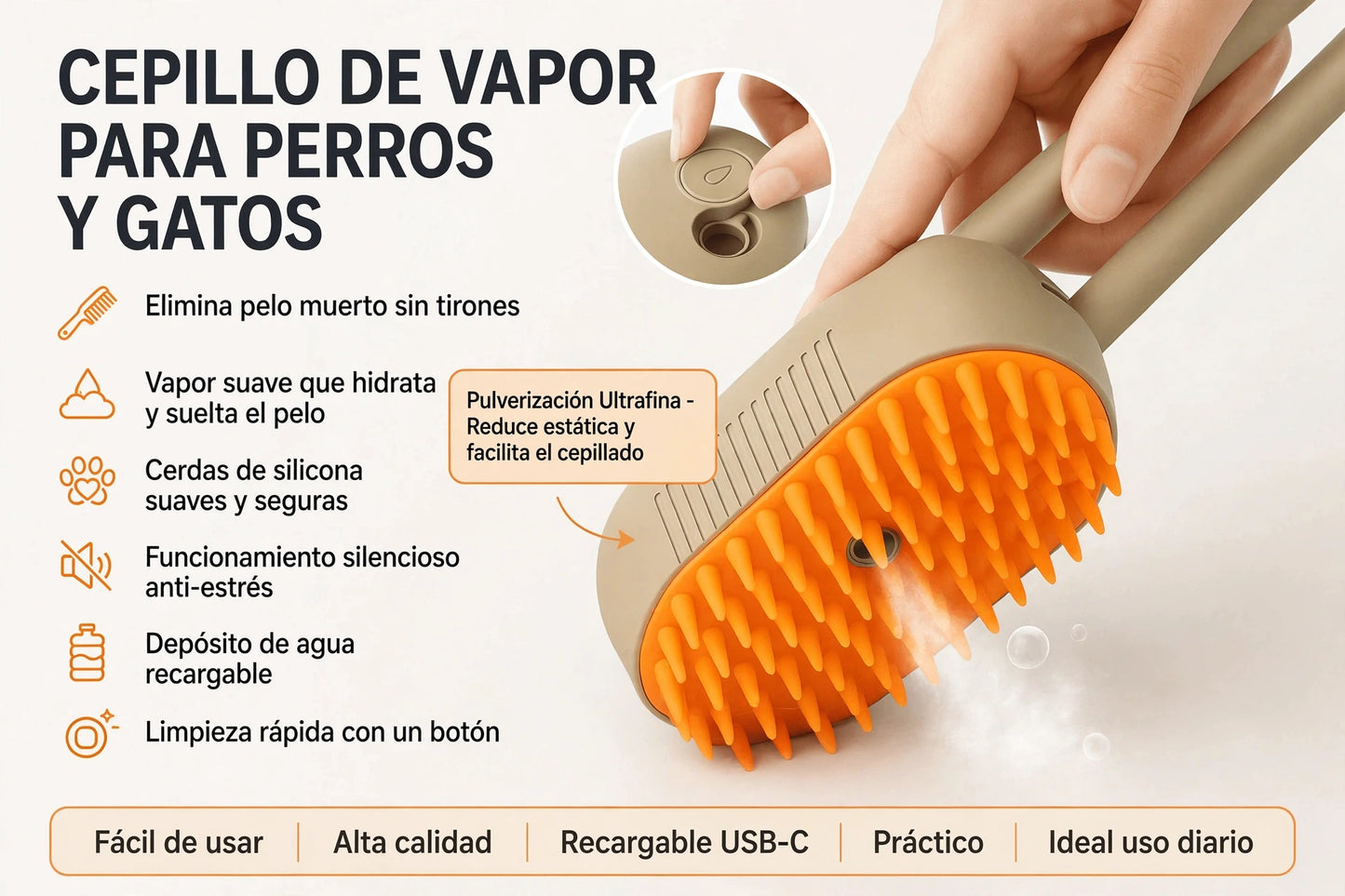 Cepillo de vapor para perros