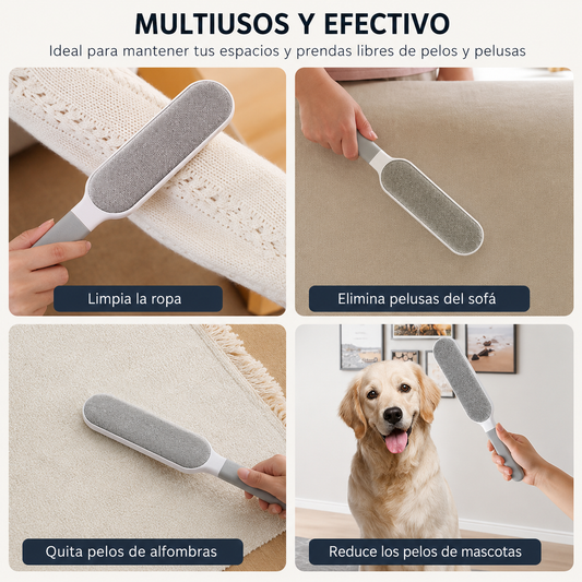 Cepillo Quitapelos Reutilizable de Doble Cara para Mascotas y Hogar