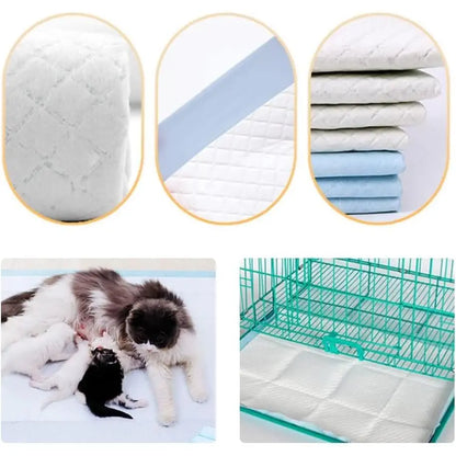 Disposable Puppy Training Pads for Dogs and Cats, Super Absorbent Pee Pads made of High-Density Cellulose and Polymer, Leak Proof and Non-Slip, Ideal for Housebreaking and Odor Control.