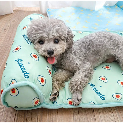 Summer Ice Silk Pet Cooling Mat Portable Heat Relief Cushion Non Slip Washable Cool Sleeping Pad Universal Dog Cat Bed Anti Heat