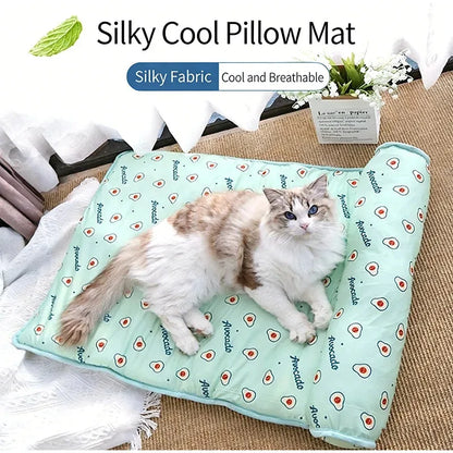 Summer Ice Silk Pet Cooling Mat Portable Heat Relief Cushion Non Slip Washable Cool Sleeping Pad Universal Dog Cat Bed Anti Heat