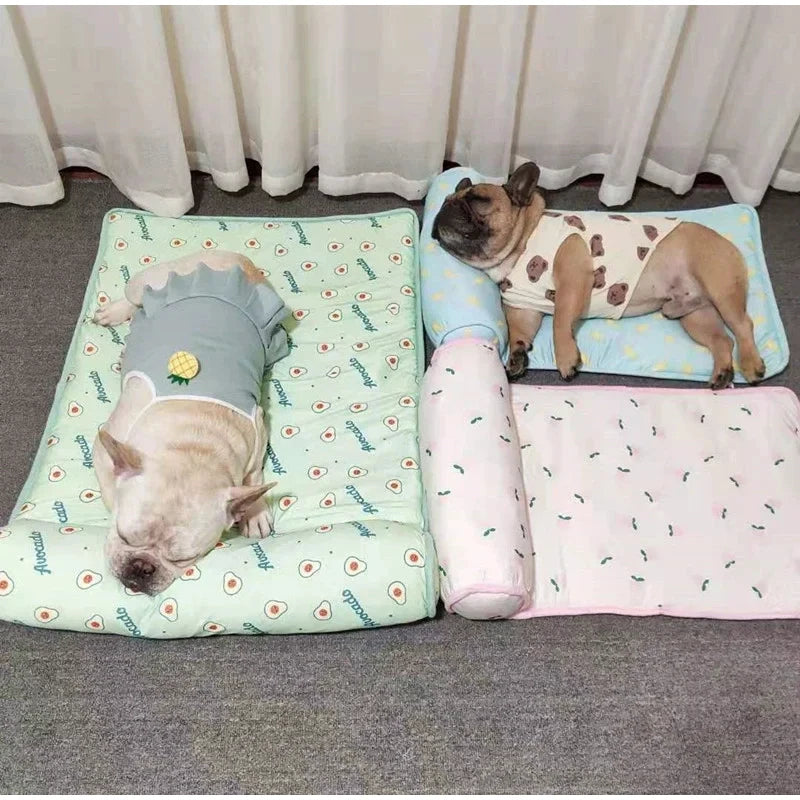 Summer Ice Silk Pet Cooling Mat Portable Heat Relief Cushion Non Slip Washable Cool Sleeping Pad Universal Dog Cat Bed Anti Heat
