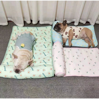 Summer Ice Silk Pet Cooling Mat Portable Heat Relief Cushion Non Slip Washable Cool Sleeping Pad Universal Dog Cat Bed Anti Heat