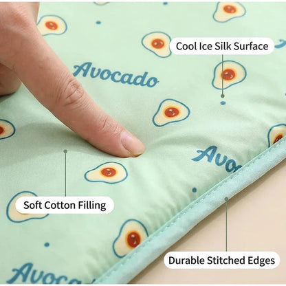 Summer Ice Silk Pet Cooling Mat Portable Heat Relief Cushion Non Slip Washable Cool Sleeping Pad Universal Dog Cat Bed Anti Heat