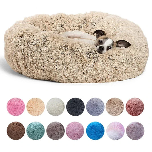 Cama Redonda Premium de Felpa para Perros y Gatos | Máximo Confort Durante Todo el Año