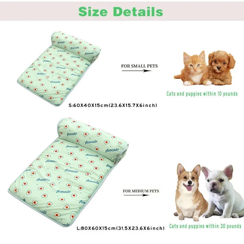 Summer Ice Silk Pet Cooling Mat Portable Heat Relief Cushion Non Slip Washable Cool Sleeping Pad Universal Dog Cat Bed Anti Heat
