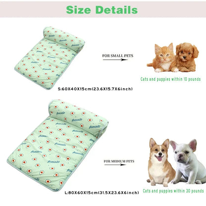 Summer Ice Silk Pet Cooling Mat Portable Heat Relief Cushion Non Slip Washable Cool Sleeping Pad Universal Dog Cat Bed Anti Heat