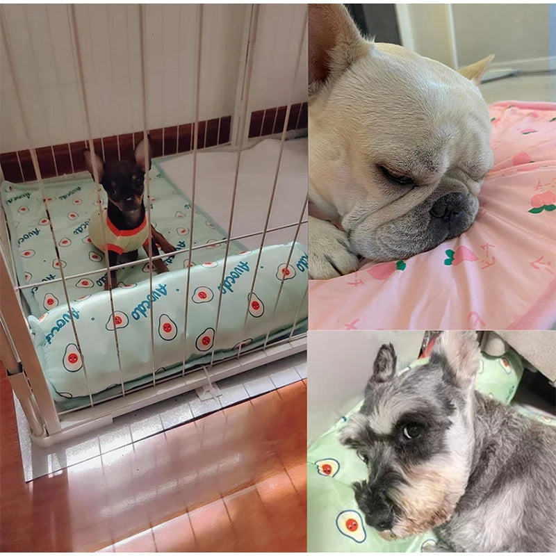 Summer Ice Silk Pet Cooling Mat Portable Heat Relief Cushion Non Slip Washable Cool Sleeping Pad Universal Dog Cat Bed Anti Heat