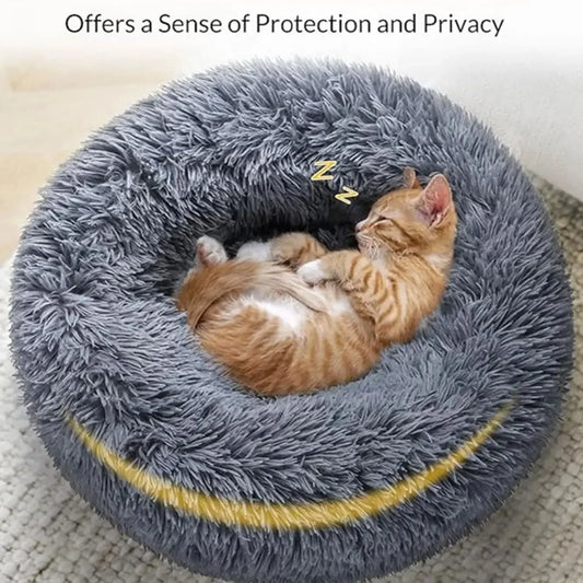Cama Redonda Premium de Felpa para Perros y Gatos | Máximo Confort Durante Todo el Año