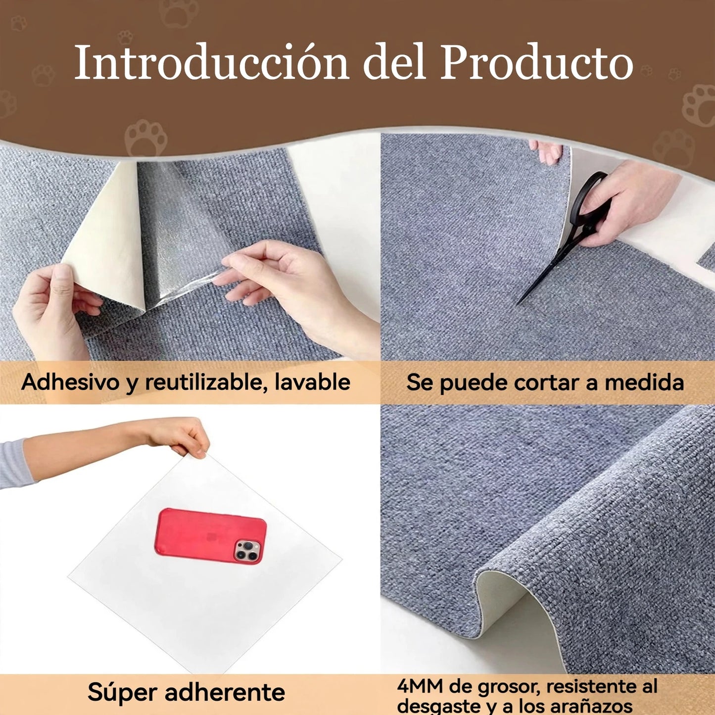 Alfombra Rascadora Autoadhesiva para Gatos | Protector para Sofás y Muebles